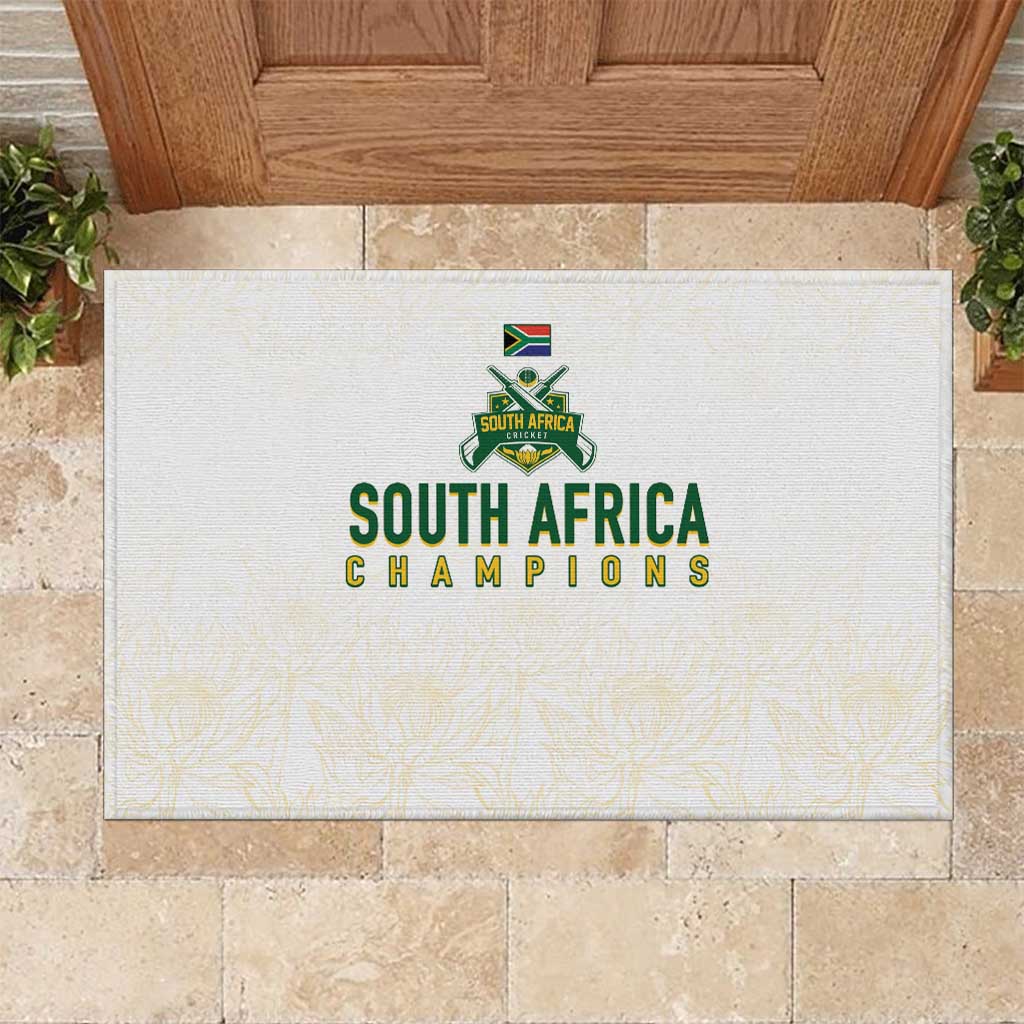 South Africa Cricket Champion Rubber Doormat Gold Proteas - All White - Wonder Print Shop