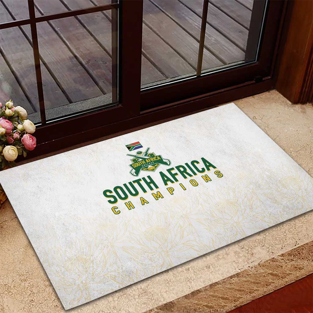 South Africa Cricket Champion Rubber Doormat Gold Proteas - All White - Wonder Print Shop