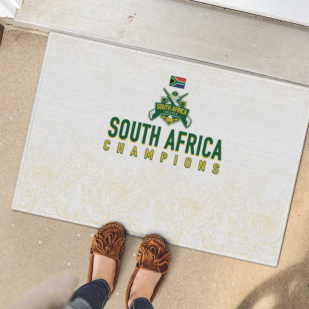 South Africa Cricket Champion Rubber Doormat Gold Proteas - All White - Wonder Print Shop