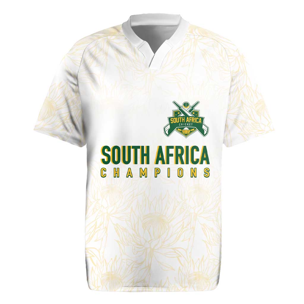 South Africa Cricket Champion Custom Rugby Jersey Gold Proteas - All White - Wonder Print Shop