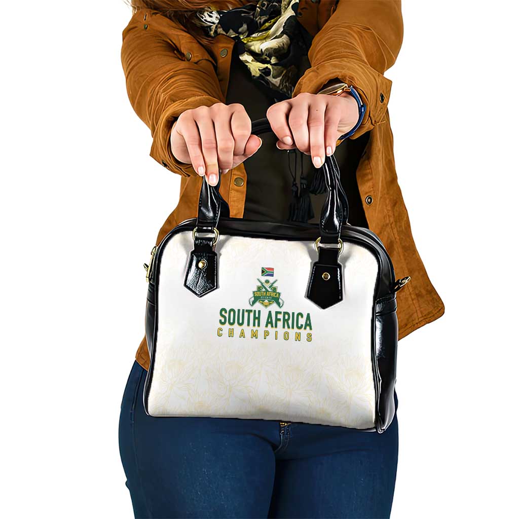 South Africa Cricket Champion Shoulder Handbag Gold Proteas - All White - Wonder Print Shop