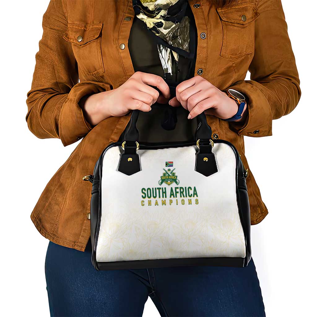 South Africa Cricket Champion Shoulder Handbag Gold Proteas - All White - Wonder Print Shop