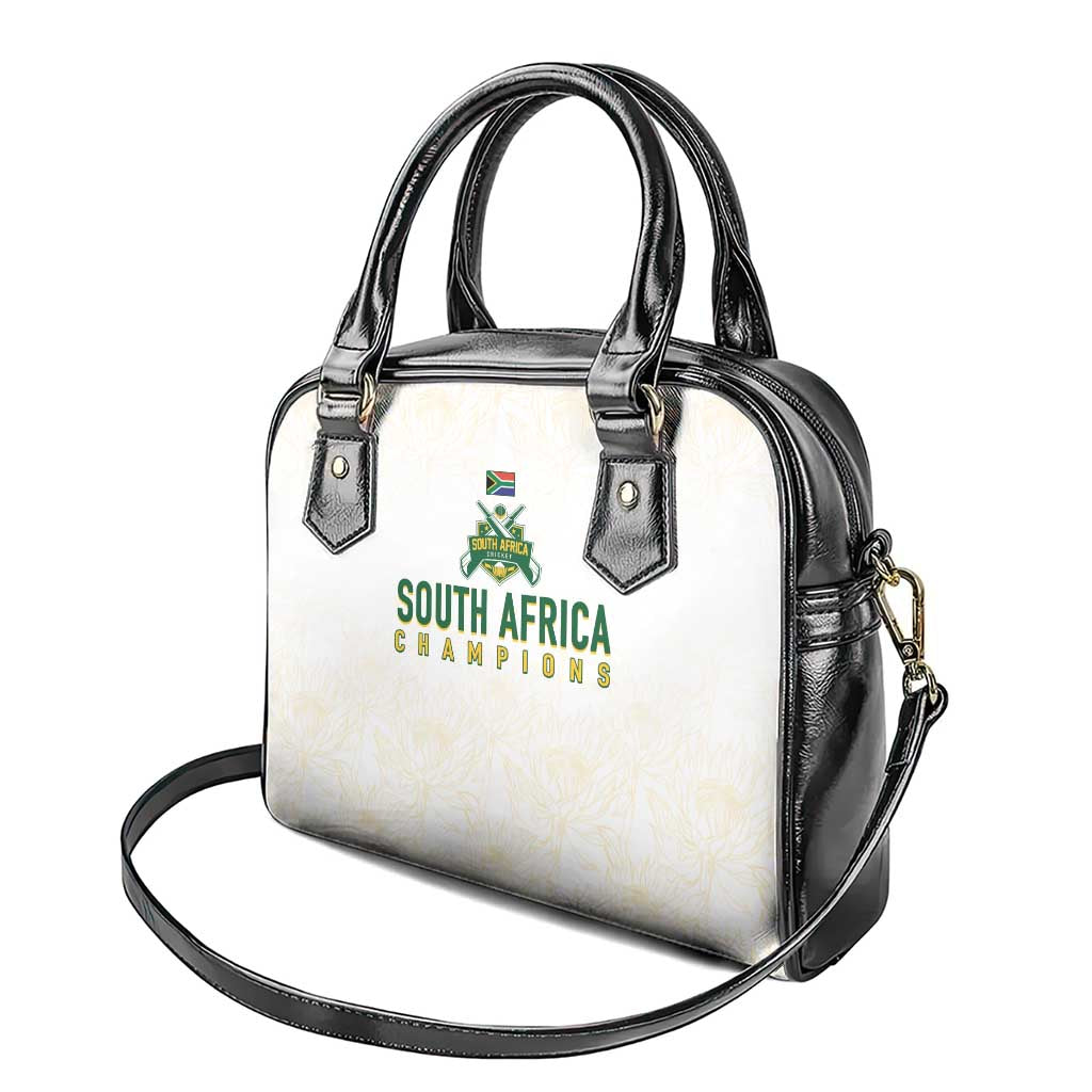 South Africa Cricket Champion Shoulder Handbag Gold Proteas - All White - Wonder Print Shop