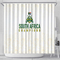 South Africa Cricket Champion Shower Curtain Gold Proteas - All White - Wonder Print Shop