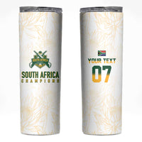 South Africa Cricket Champion Custom Skinny Tumbler Gold Proteas - All White - Wonder Print Shop