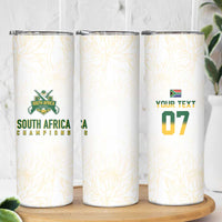 South Africa Cricket Champion Custom Skinny Tumbler Gold Proteas - All White - Wonder Print Shop