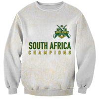 South Africa Cricket Champion Custom Sweatshirt Gold Proteas - All White - Wonder Print Shop