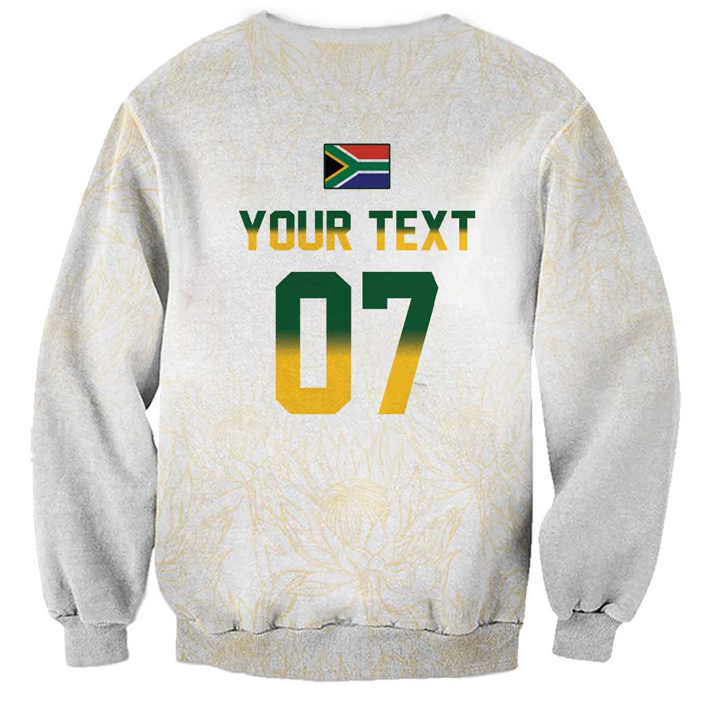 South Africa Cricket Champion Custom Sweatshirt Gold Proteas - All White - Wonder Print Shop