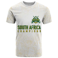 South Africa Cricket Champion Custom T Shirt Gold Proteas - All White - Wonder Print Shop