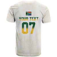 South Africa Cricket Champion Custom T Shirt Gold Proteas - All White - Wonder Print Shop