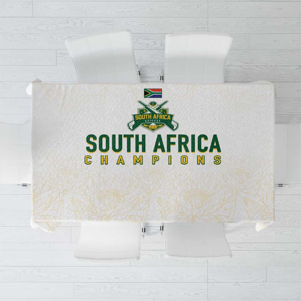 South Africa Cricket Champion Tablecloth Gold Proteas - All White - Wonder Print Shop
