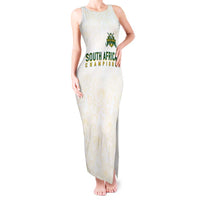 South Africa Cricket Champion Custom Tank Maxi Dress Gold Proteas - All White - Wonder Print Shop