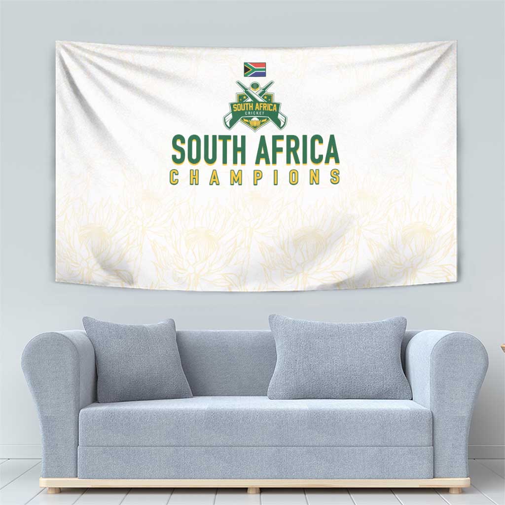 South Africa Cricket Champion Tapestry Gold Proteas - All White - Wonder Print Shop