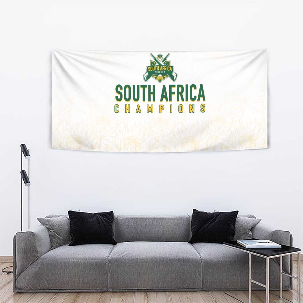 South Africa Cricket Champion Tapestry Gold Proteas - All White - Wonder Print Shop