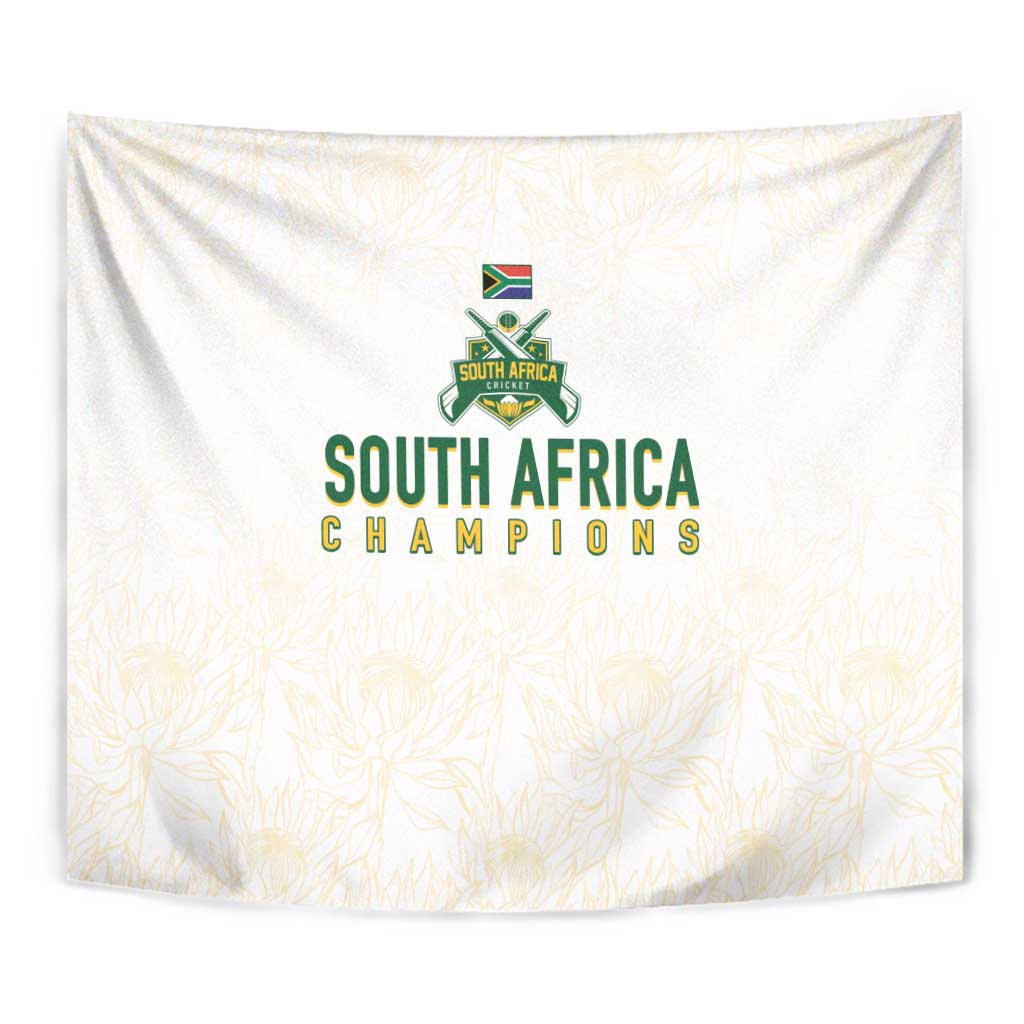 South Africa Cricket Champion Tapestry Gold Proteas - All White - Wonder Print Shop