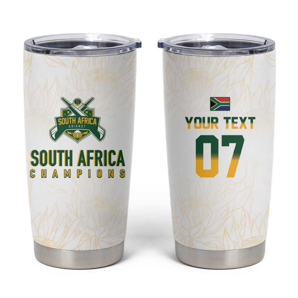 South Africa Cricket Champion Custom Tumbler Cup Gold Proteas - All White - Wonder Print Shop