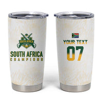 South Africa Cricket Champion Custom Tumbler Cup Gold Proteas - All White - Wonder Print Shop