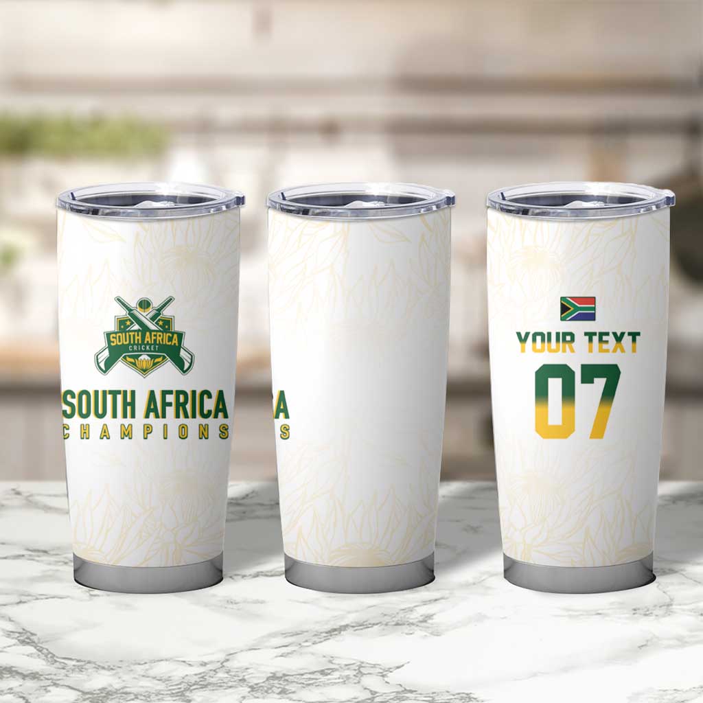 South Africa Cricket Champion Custom Tumbler Cup Gold Proteas - All White - Wonder Print Shop