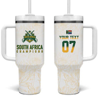 South Africa Cricket Champion Custom Tumbler With Handle Gold Proteas - All White - Wonder Print Shop