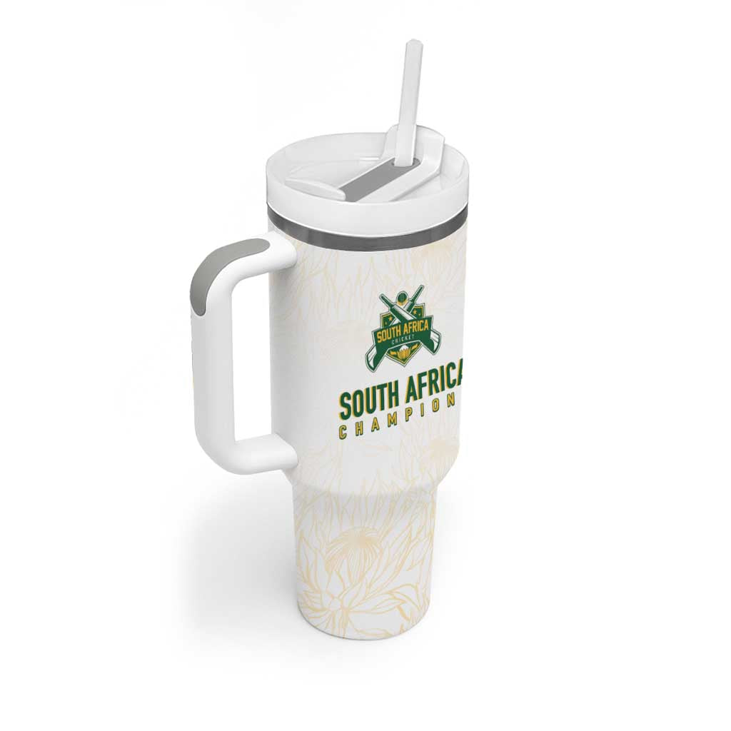South Africa Cricket Champion Custom Tumbler With Handle Gold Proteas - All White - Wonder Print Shop