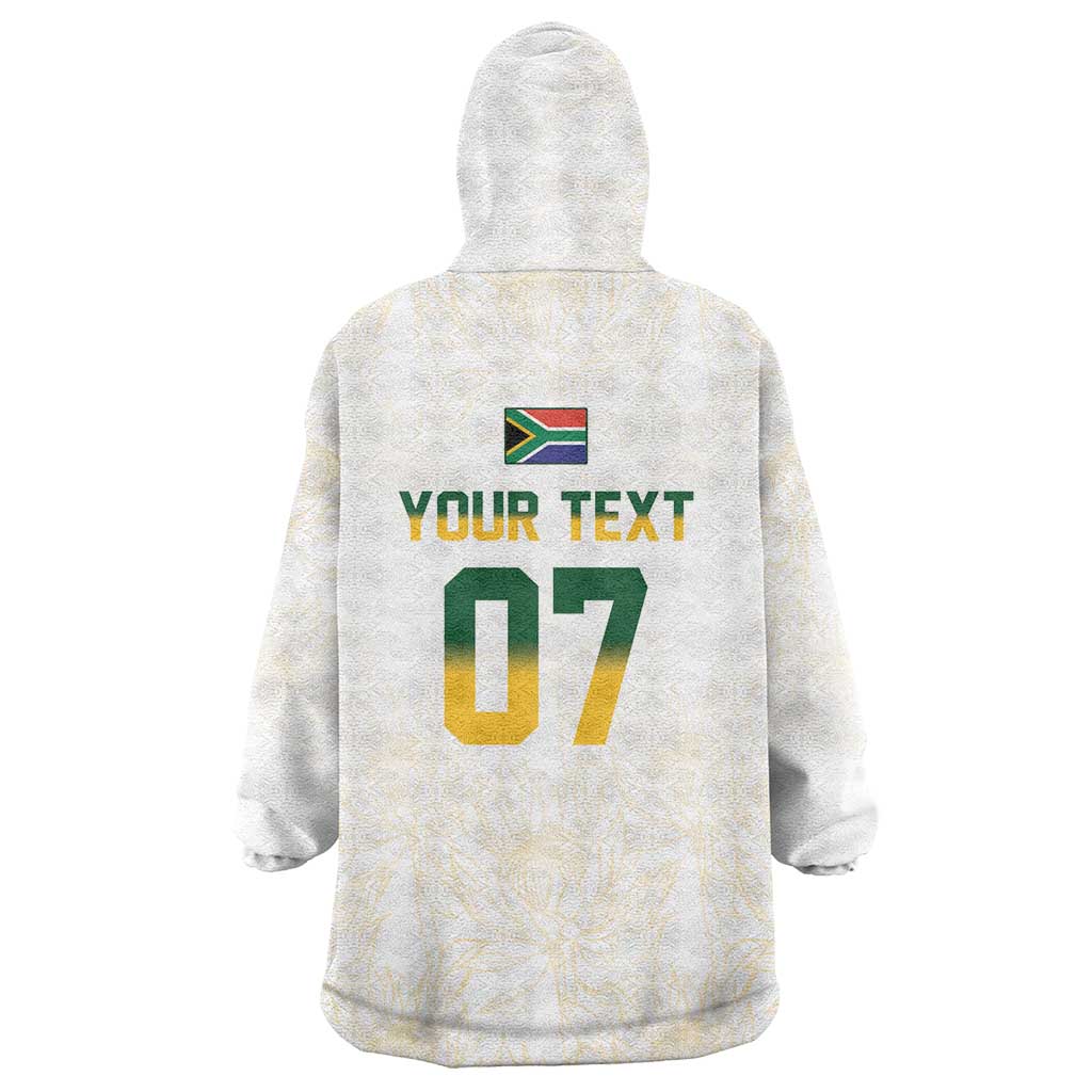 South Africa Cricket Champion Custom Wearable Blanket Hoodie Gold Proteas - All White - Wonder Print Shop