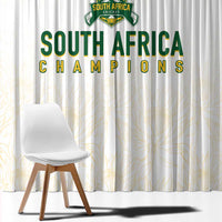 South Africa Cricket Champion Window Curtain Gold Proteas - All White - Wonder Print Shop