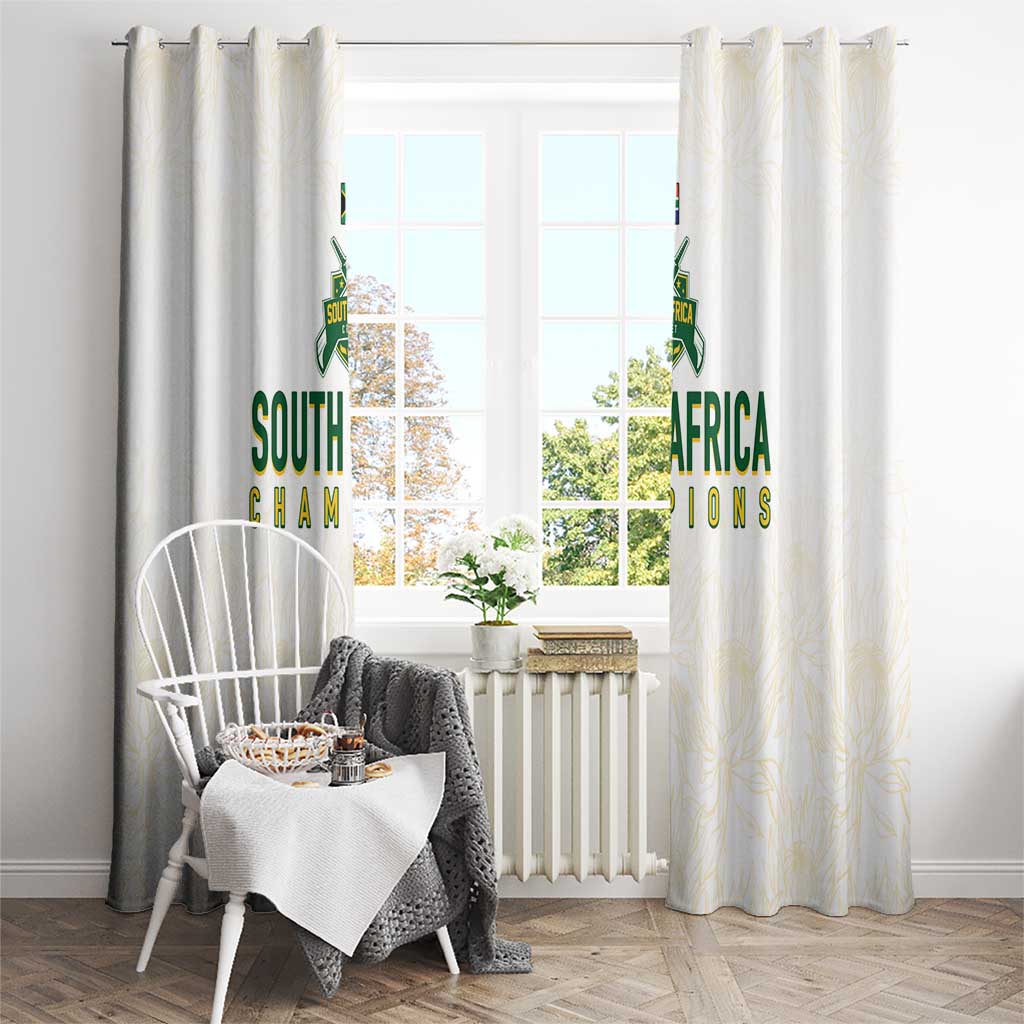 South Africa Cricket Champion Window Curtain Gold Proteas - All White - Wonder Print Shop