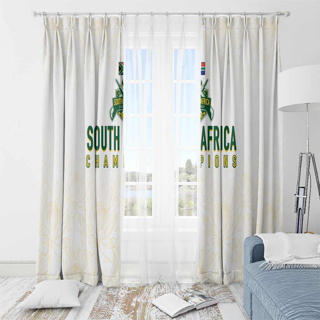 South Africa Cricket Champion Window Curtain Gold Proteas - All White - Wonder Print Shop