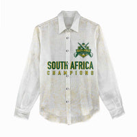 South Africa Cricket Champion Custom Women Casual Shirt Gold Proteas - All White - Wonder Print Shop