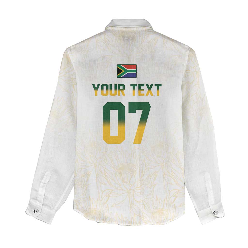 South Africa Cricket Champion Custom Women Casual Shirt Gold Proteas - All White - Wonder Print Shop