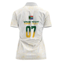 South Africa Cricket Champion Custom Women Polo Shirt Gold Proteas - All White - Wonder Print Shop