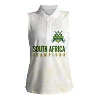 South Africa Cricket Champion Custom Women Sleeveless Polo Shirt Gold Proteas - All White - Wonder Print Shop