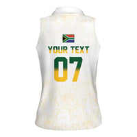 South Africa Cricket Champion Custom Women Sleeveless Polo Shirt Gold Proteas - All White - Wonder Print Shop
