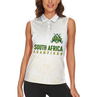 South Africa Cricket Champion Custom Women Sleeveless Polo Shirt Gold Proteas - All White - Wonder Print Shop