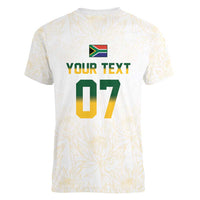 South Africa Cricket Champion Custom Women V-Neck T-Shirt Gold Proteas - All White - Wonder Print Shop