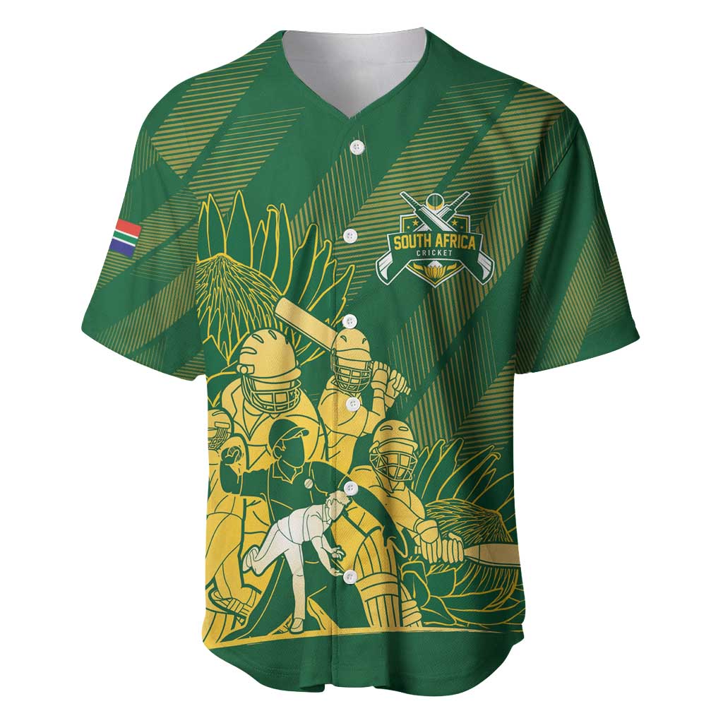 South Africa Cricket Champion Custom Baseball Jersey Proteas Rock The World - Wonder Print Shop
