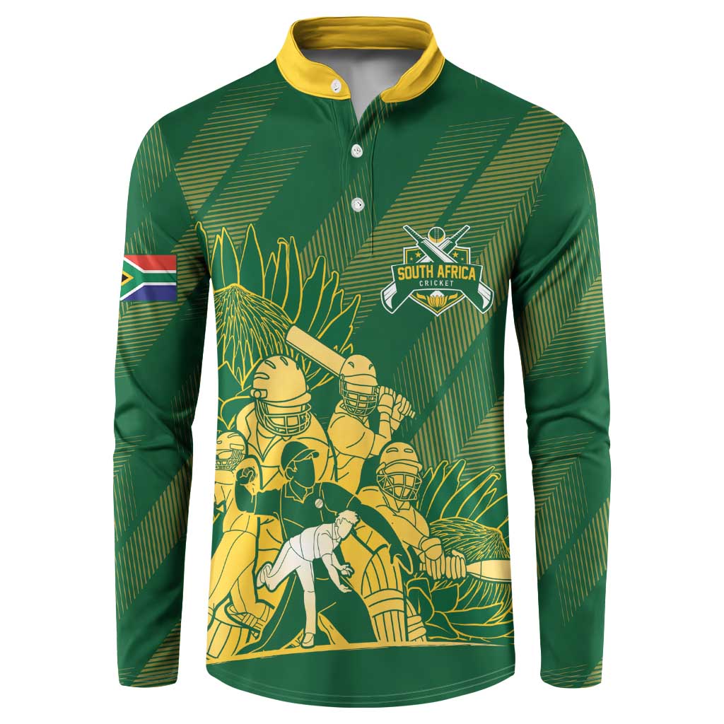 South Africa Cricket Champion Custom Button Sweatshirt Proteas Rock The World - Wonder Print Shop