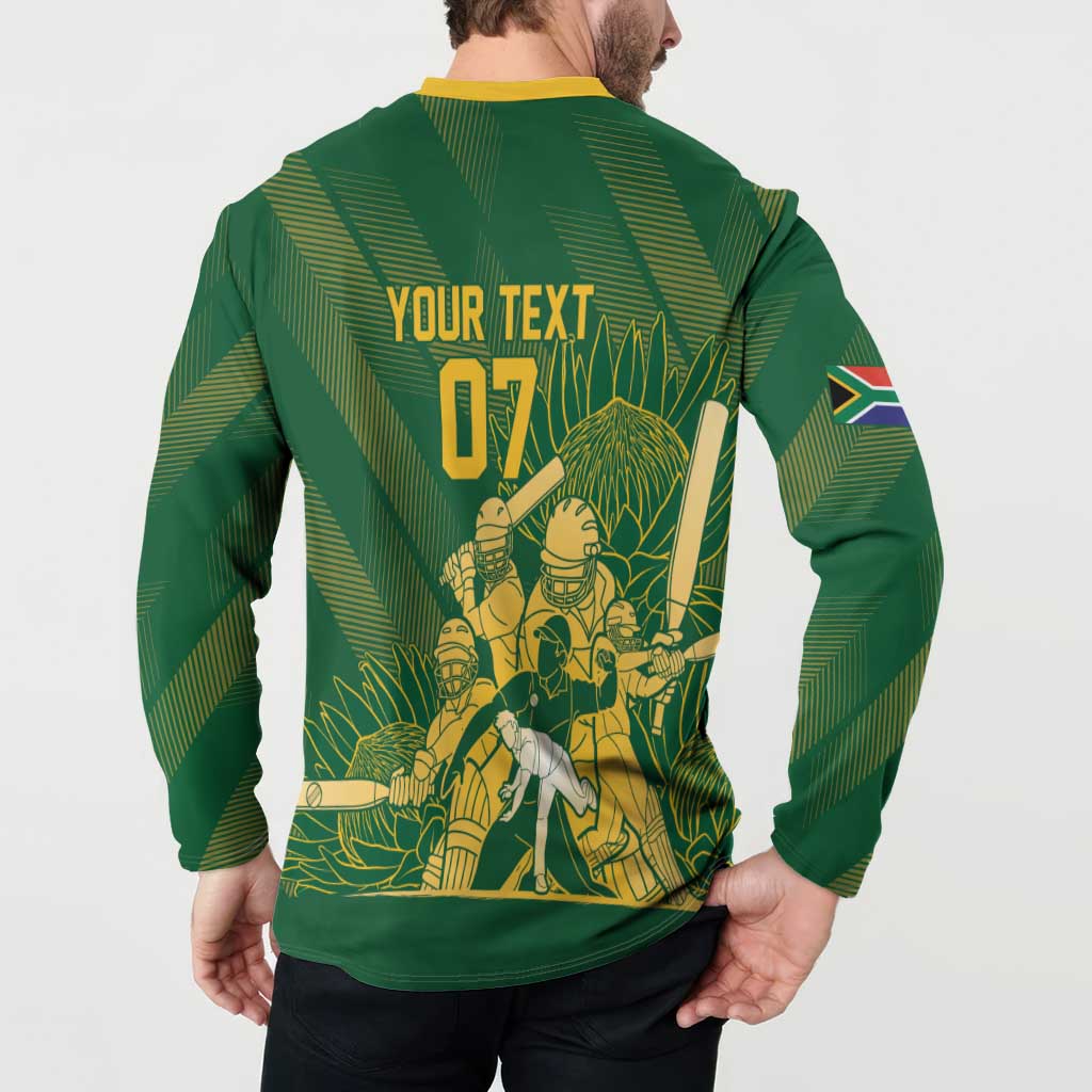 South Africa Cricket Champion Custom Button Sweatshirt Proteas Rock The World - Wonder Print Shop