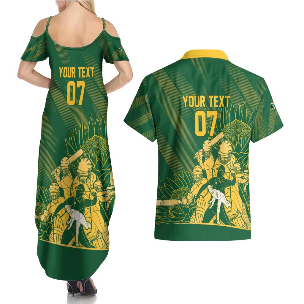 South Africa Cricket Champion Custom Couples Matching Summer Maxi Dress and Hawaiian Shirt Proteas Rock The World - Wonder Print Shop
