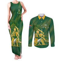 South Africa Cricket Champion Custom Couples Matching Tank Maxi Dress and Long Sleeve Button Shirt Proteas Rock The World - Wonder Print Shop