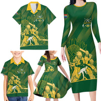 South Africa Cricket Champion Custom Family Matching Long Sleeve Bodycon Dress and Hawaiian Shirt Proteas Rock The World - Wonder Print Shop