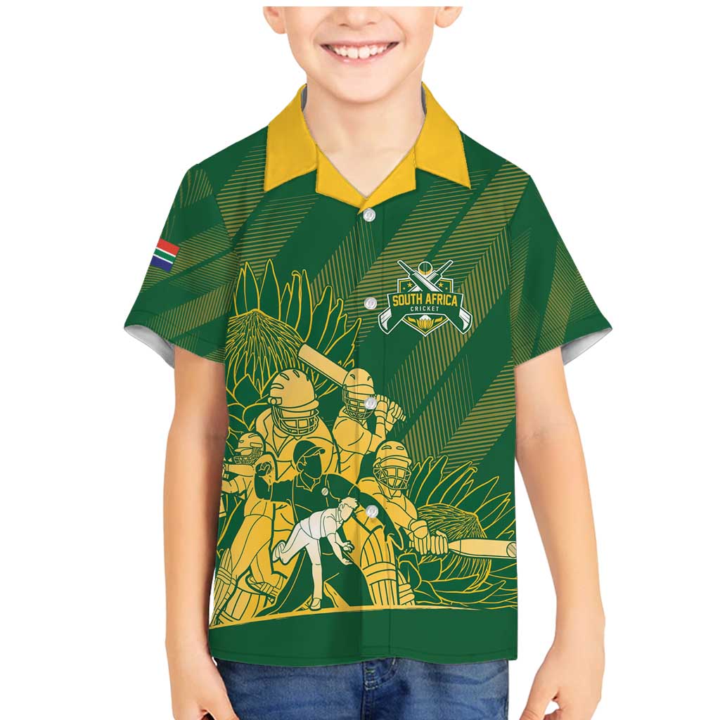 South Africa Cricket Champion Custom Family Matching Mermaid Dress and Hawaiian Shirt Proteas Rock The World - Wonder Print Shop