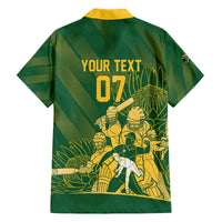 South Africa Cricket Champion Custom Family Matching Off The Shoulder Long Sleeve Dress and Hawaiian Shirt Proteas Rock The World - Wonder Print Shop