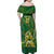 South Africa Cricket Champion Custom Family Matching Off Shoulder Maxi Dress and Hawaiian Shirt Proteas Rock The World - Wonder Print Shop