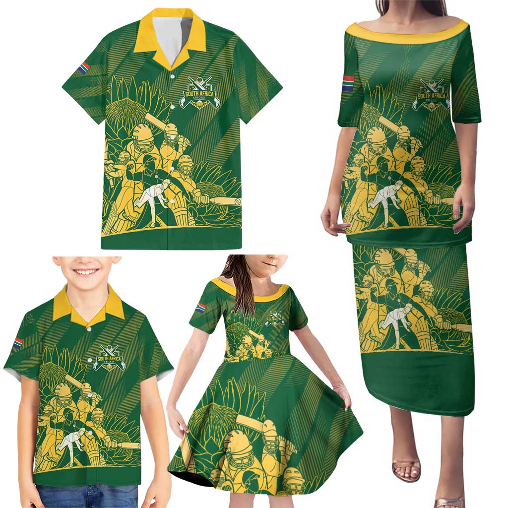 South Africa Cricket Champion Custom Family Matching Puletasi and Hawaiian Shirt Proteas Rock The World - Wonder Print Shop