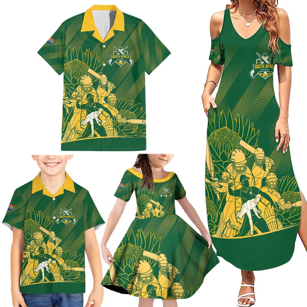 South Africa Cricket Champion Custom Family Matching Summer Maxi Dress and Hawaiian Shirt Proteas Rock The World - Wonder Print Shop