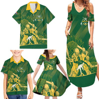 South Africa Cricket Champion Custom Family Matching Summer Maxi Dress and Hawaiian Shirt Proteas Rock The World - Wonder Print Shop