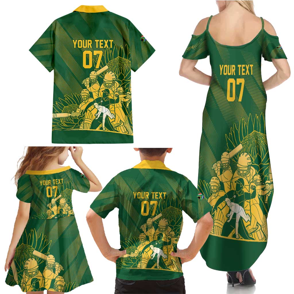 South Africa Cricket Champion Custom Family Matching Summer Maxi Dress and Hawaiian Shirt Proteas Rock The World - Wonder Print Shop