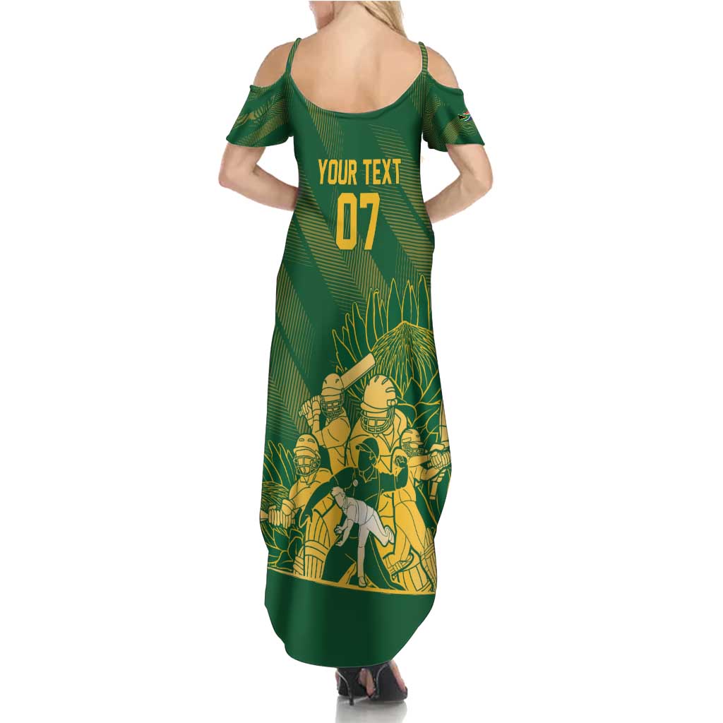 South Africa Cricket Champion Custom Family Matching Summer Maxi Dress and Hawaiian Shirt Proteas Rock The World - Wonder Print Shop