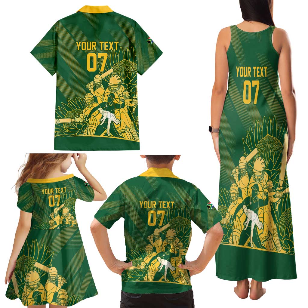 South Africa Cricket Champion Custom Family Matching Tank Maxi Dress and Hawaiian Shirt Proteas Rock The World - Wonder Print Shop